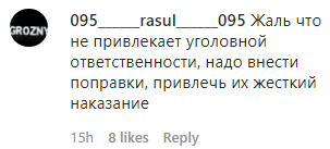 Скриншот комментария к репортажу ЧГТРК "Грозный" "Малкан Мадаева из Гудермеса чуть не погубила свою единственную дочь", https://www.instagram.com/p/CCWfy-YF-9L/