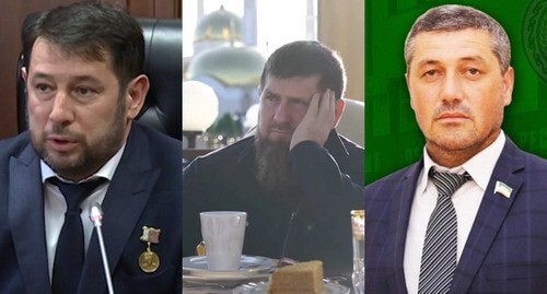 Иса Хаджимурадов, Рамзан Кадыров, Халид Накаев (слева направо). Коллаж "Кавказского узла". Фото: скриншот видео с YouTube-канала "Рамзан Кадыров" / пресс-служба парламента Чечни