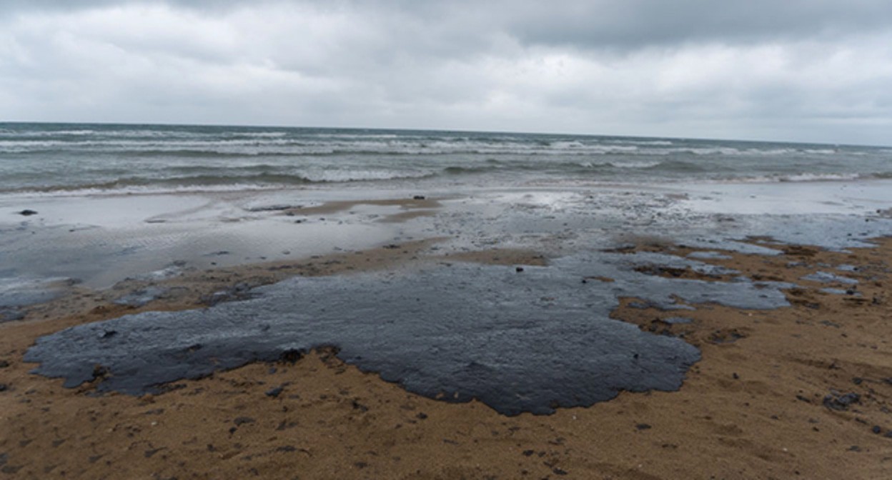 Разлив нефти в Черном море. Фото Полины Безверхой, "Юга.ру"